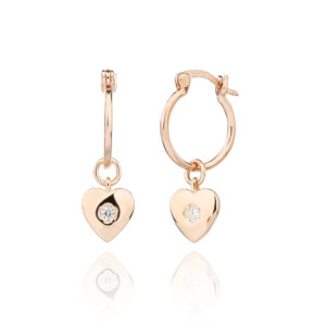 עגיל לב רוז גולד