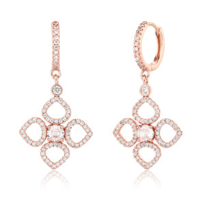 עגילי רוז פרח משובץ