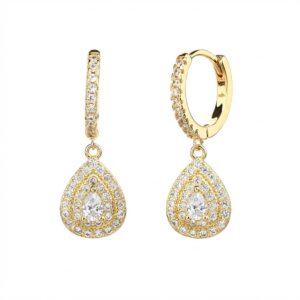 עגיל טיפה משובץ זהב