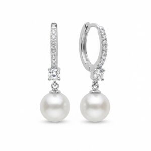 עגיל פנינה משובץ אבן