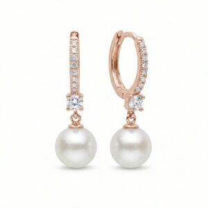 עגיל פנינה משובץ רוז