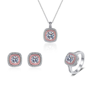 סט מרובע משובץ ורוד