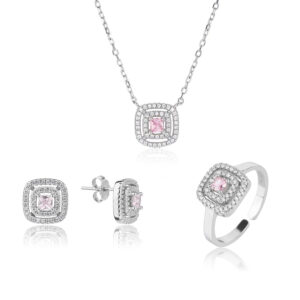 סט מרובע משובץ אבן ורודה