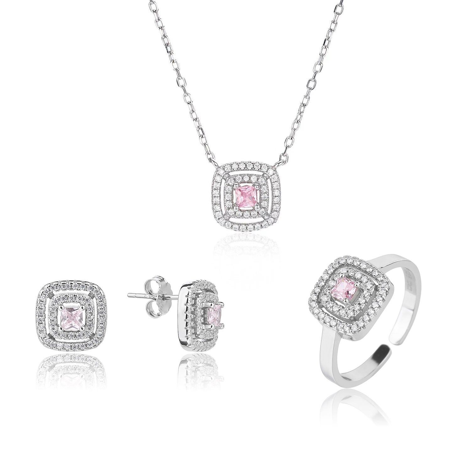 סט מרובע משובץ אבן ורודה